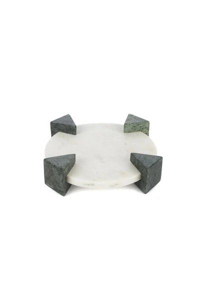 Mikasa Moor Ayaklı Beyaz Mermer Dekoratif Tepsi 20x6cm