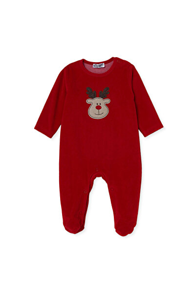 ebebek Hello Baby HelloBaby Unisex Kadife Tulum Hayvan Baskılı Çıtçıtlı Bisik...