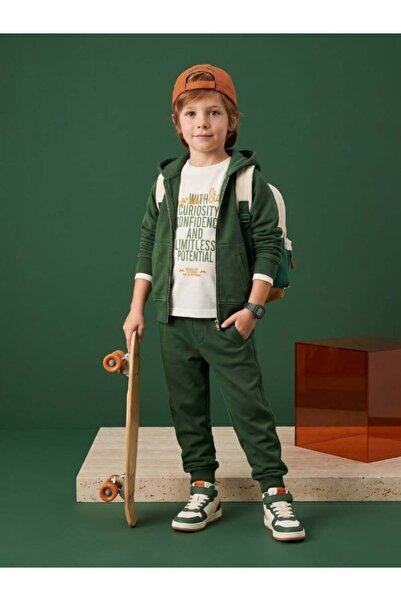 Zekids Σετ φόρμας για αγόρια με πράσινη κουκούλα και φερμουάρ