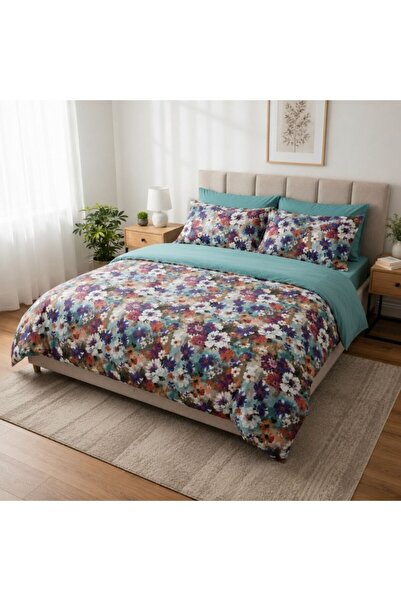 Pucioasa Lenjerie de pat dublu cu elastic Floral Daydream, bumbac ranforce pr...