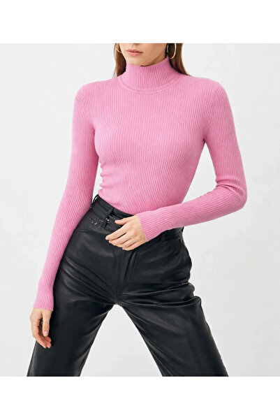 Hepsi Moda HZ Balıkçı Triko Kazak - Toz Pembe