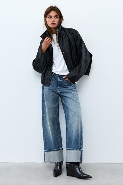 Pull & Bear Dublesi paçalı cropped baggy jean