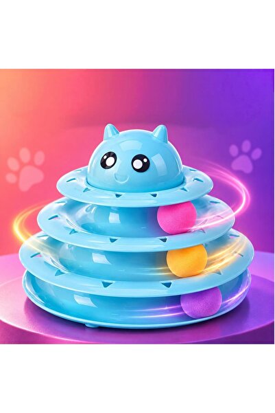 Generic 3-Tier Cat Track Toy with 3 Rolling Balls, 23.5 x 17.5 cm Anti-Slip B...