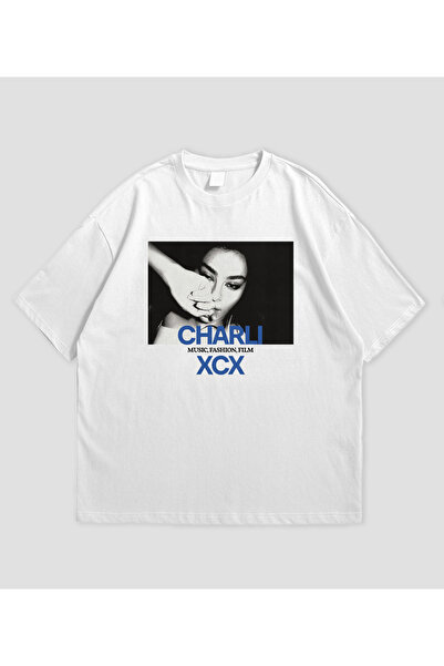SVART WEAR Тениска Charli XCX с принт  "Музика, Мода, Филм ", бяла, овърсайз,...
