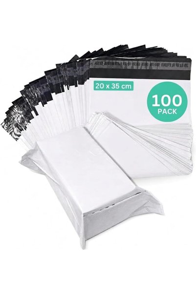 Nexa World 100 Pack White Poly Mailers 20 x 35 cm Self Seal Shipping Bags for...