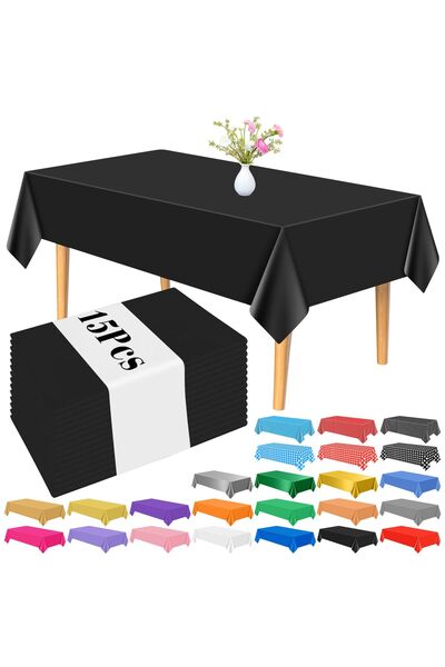 Generic Brand 15 bucăți Față de masă din plastic negru, 137 x 274 cm, dreptun...