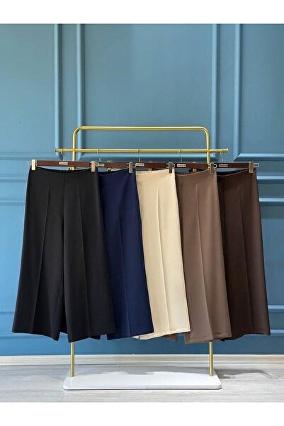 Sentez 5386 Short Wide-Legged Pants with Elastic Back in the Back Navy Blue