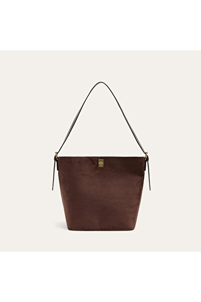 Mudo Women's Brown Suede Textured Handbag