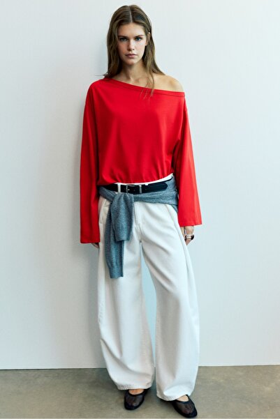 Pull & Bear Asimetrik oversize tişört