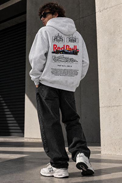 Erkek Sırt Baskılı 3 İplik Hoodie Oversize Kapüşonlu Sweatshirt