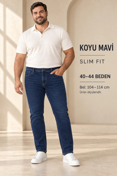 ENZİM JEANS Ανδρικό τζιν παντελόνι Lycra σε μεγάλο μέγεθος, με κουμπιά, μεγέθ...