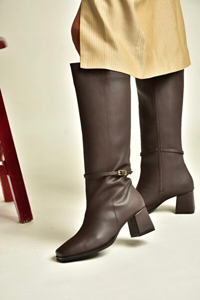 Fox Shoes Z920889009 Brown Thick Heeled Daily Women's Boots