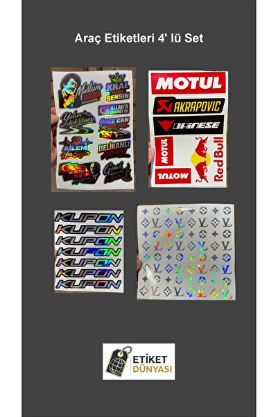 Etiket Dünyası Araç Motorsiklet Hologram Etiketleri 4 Lü Set