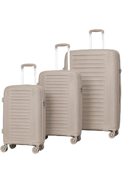 Glossy Bird Large Hard Shell Suitcase, Expandable Polypropylene PP Luggage with TSA007 Combination Lock, Double Zipper, Spinner Wheels and USB Charging Port, Travel Trolley Bag - 3pcs