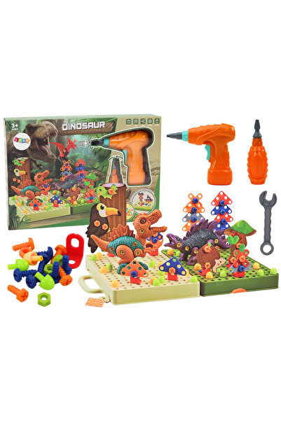 LEAN Blocuri de construcție 3D DIY cu dinozauri: Set de burghie pentru dezasa...
