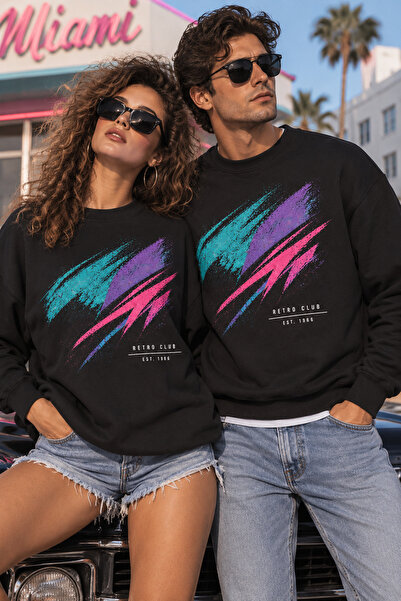 Moda Minimo Unisex Oversize 80'ler Sweatshirt Bisiklet Yaka Geniş Kalıp Uzun ...