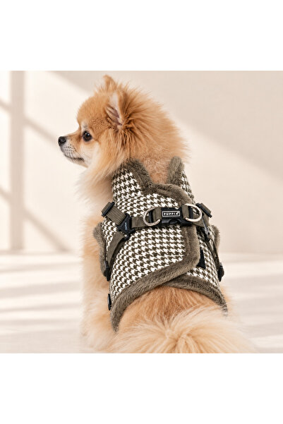 Tüvit Köpek Ceketi – Peluş Tasmalı Haki