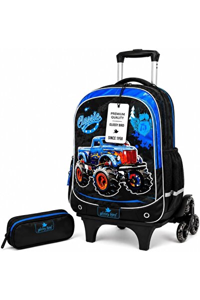 Glossy Bird Kids Rolling School Backpack with 3 Wheel Trolley, Detachable Sch...