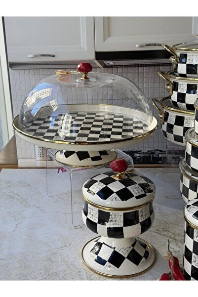 ROSSEV Enamel Kitchenware Set 14 Pieces Checkerboard