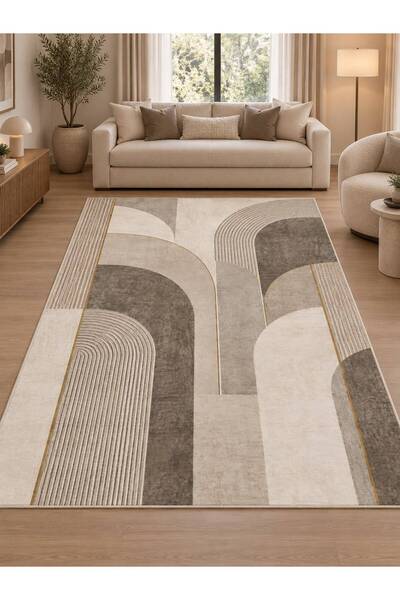 YTR HOME Dijital Baskı Yıkanabilir Kaymaz Taban Dekoratif Salon Mutfak Halısı...