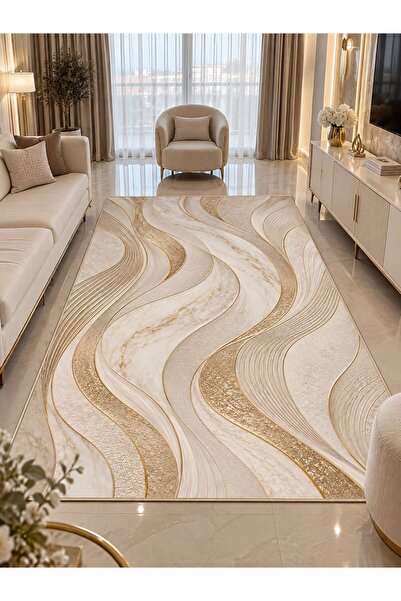 YTR HOME Dijital Baskı Yıkanabilir Kaymaz Taban Dekoratif Salon Mutfak Halısı...
