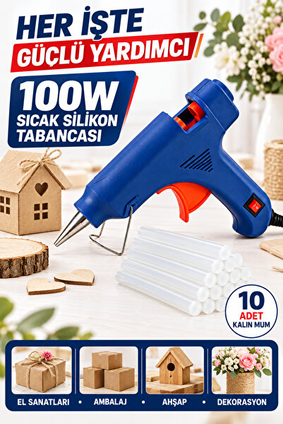 COMBAT 100 Watt Sıcak Silikon Tabancası + 10 Adet Çubuk Silikon