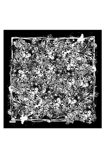 Cacharel Black 90X90 Silk Twill Scarf