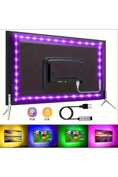 Mighty 5 METRE USB KUMANDALI RGB TELEFON KONTROLLÜ MUTFAK DOLABI TV ARKASI AN...