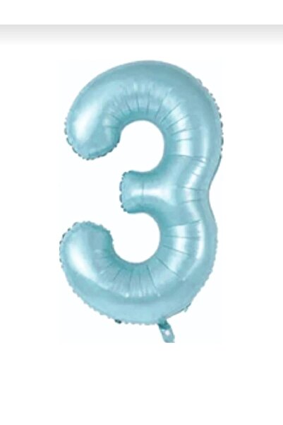 Folyo Balon 3 Rakamı Helyum Balon 76cm Mavi Renk - 3 Yaş Balonu - Doğum Günü Süsü