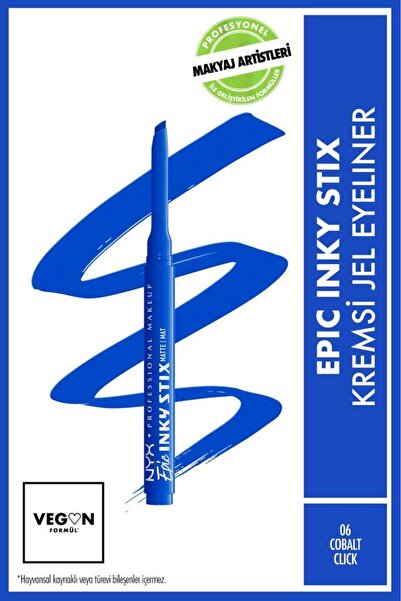 NYX Professional Makeup Epic Inky Stix Kremsi Jel Eyeliner - 06 Cobalt Click