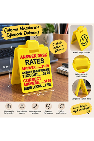 Genel Markalar D Baskı Answer Desk Rates Masaüstü Dekor – Eğlenceli Ofis & Ça...