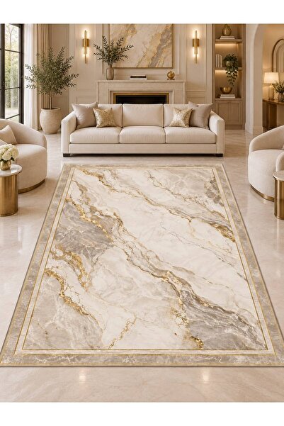 YTR HOME Dijital Baskı Yıkanabilir Kaymaz Taban Dekoratif Salon Mutfak Halısı...