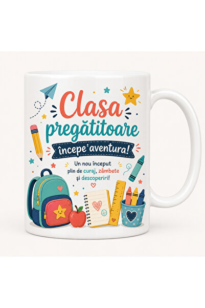 Generic Brand Cana personalizata „Clasa pregatitoare – Incepe aventura!”, cad...