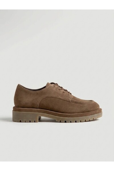 NUR KARACA 26K-001-22979 Genuine Leather Lace-Up Thick Sole Loafer Shoes for ...