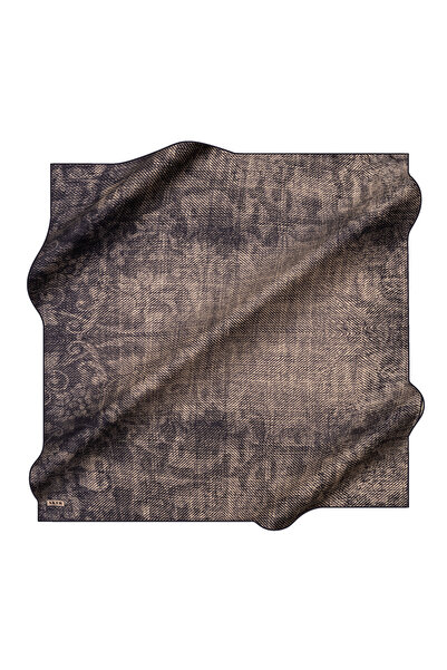 Aker Lacivert 90X90 İpek Twill Eşarp