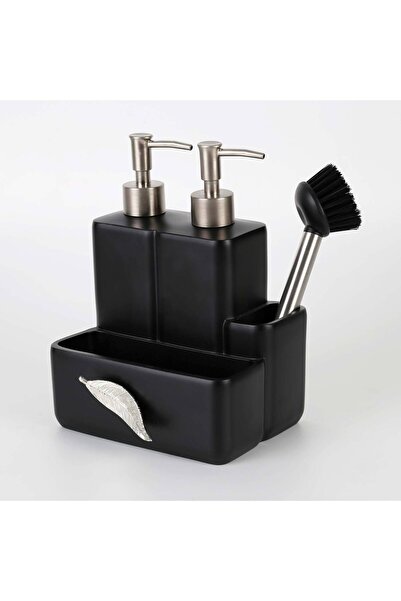 Selim Leaf Two Liquid Sponge Holder Black Silver