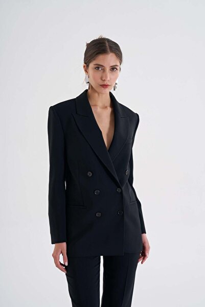 Beauty Omelette Siyah Kruvaze Yaka Blazer