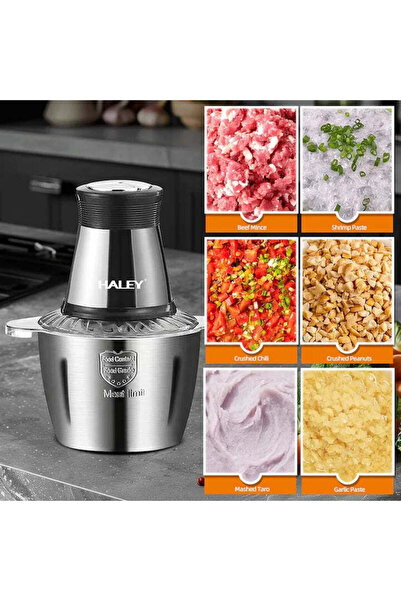 HALEY Blender electric universal HY-1221 pentru carne și legume, capacitate 3L, bol din inox, 4 lame premium