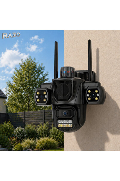 Razo Camera supraveghere AI tripla 360, 3 lentile, WIFI, Monitorizare complet...