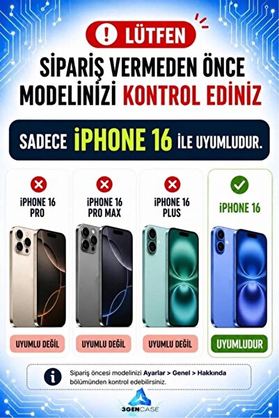 3GEN CASE iPhone 16 Uyumlu Kişiselleştirilebilir Animasyonlu MagSafe İle Uyumlu Premium Sert Şeffaf Kılıf