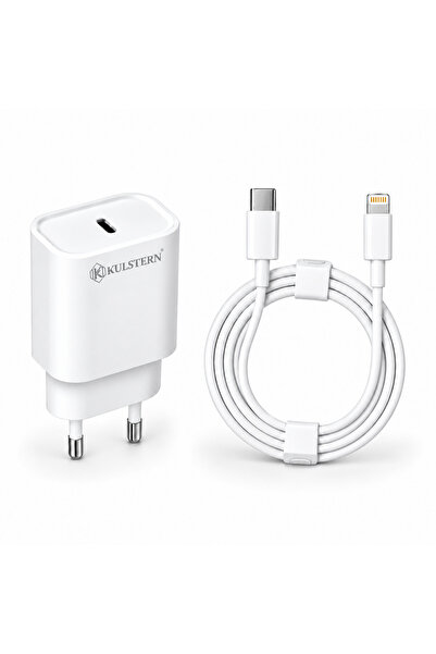 Încărcător Rapid Kulstern® 20W, Compatibil iPhone 14/13/12/11/SE, PD + PPS, Cablu Lightning 1m, Alb