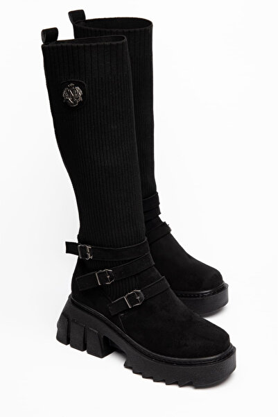 Moda Hanım Diola Suede Women's Black Casual Boots
