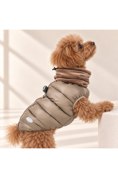 Kapitone Köpek Montu – Boyunluklu Kahverengi
