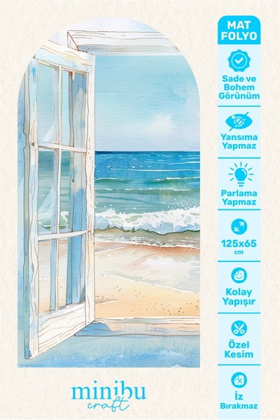 Minibu Craft Sea View Window Bohemian Arch Boho Arch Modern Wall Sticker Mnb-86