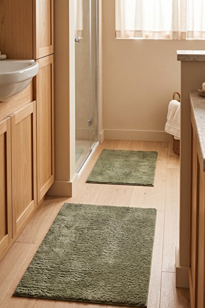 Halispecial Mest Işıltılı Yeşil 2’li Banyo Paspas Seti 60x100+50x60 cm Kaymaz...