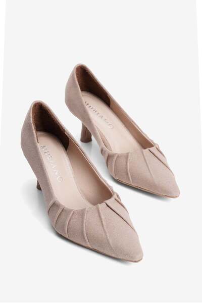 Mubiano Women's Suede Stiletto Pointed Toe Drawstring Detailed Heeled Shoes D...