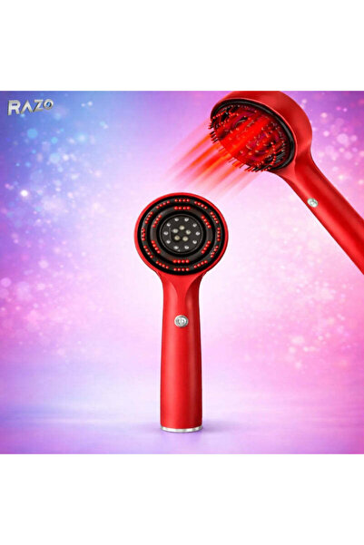 Razo Perie electrica pentru masaj scalp, Vibratii 360°, Lumina LED rosie, 3 m...