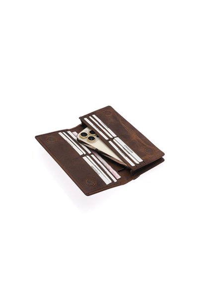 Westpolo Unisex Genuine Leather Long Wallet with Phone Compartment, Magnetic Cover, Hand Portfolio