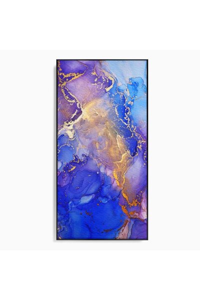 Luxcanva Tablou Canvas Marmură Mov și Albastră 60x120 cm cu Ramă Neagră Decor...