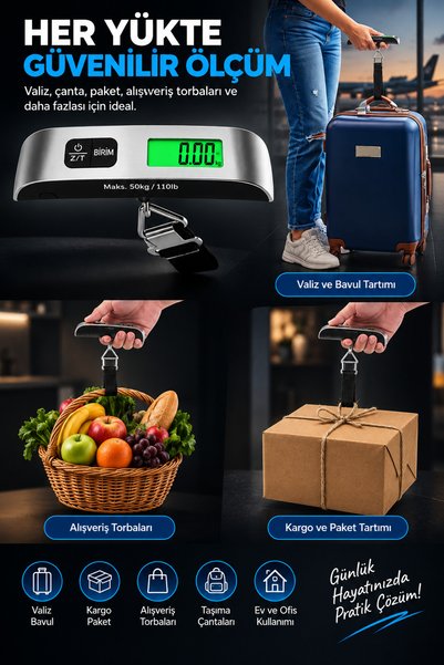 Aırstorr Dijital Valiz Baskülü 50 KG LCD Ekranlı Bagaj Tartısı